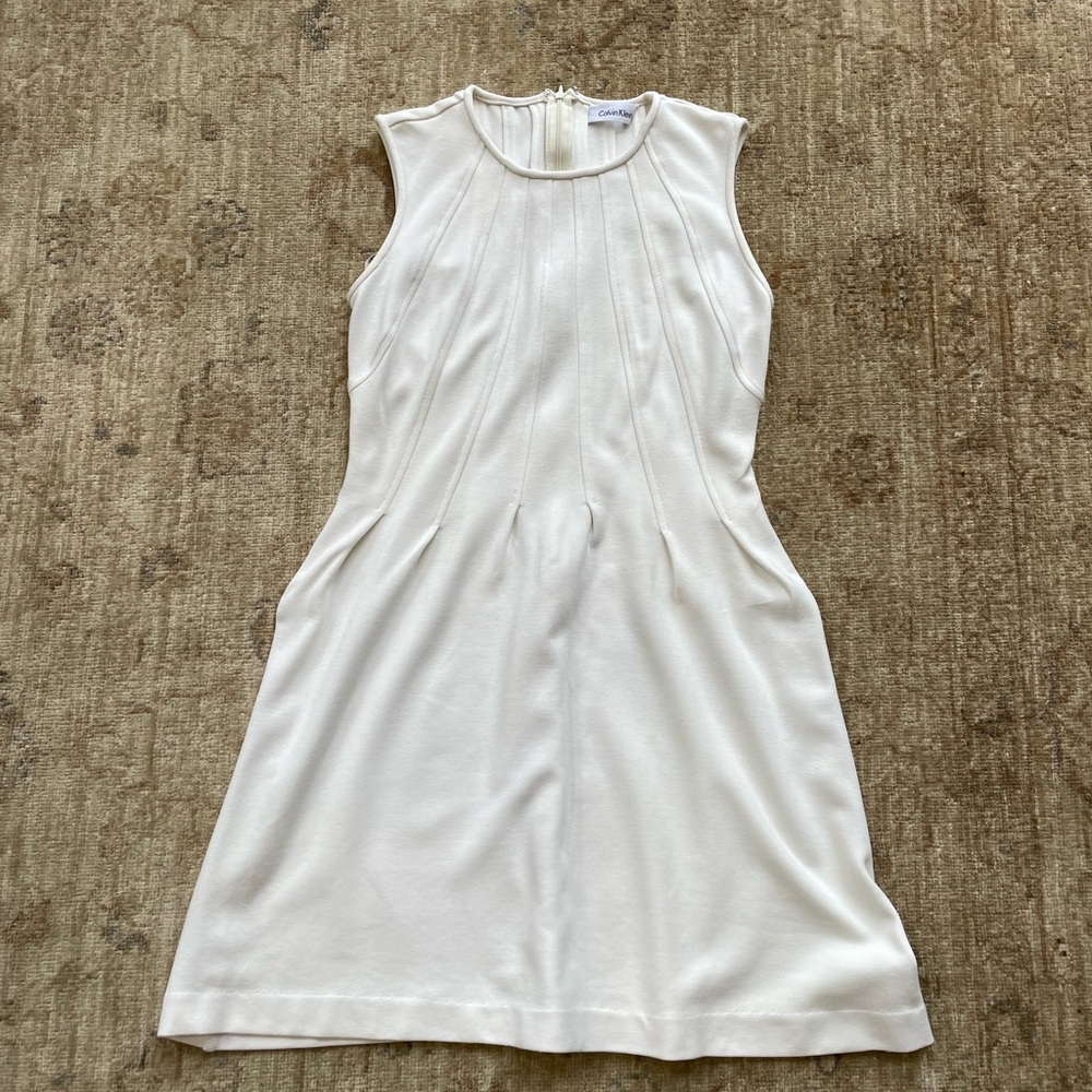 Calvin Klein Cream Sleeveless A-Line Dress